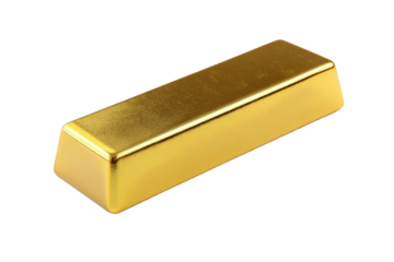 Shiny gold bar isolated on transparent background. Solid gold bar shining bright symbolizing wealth investment finance isolated on white background.