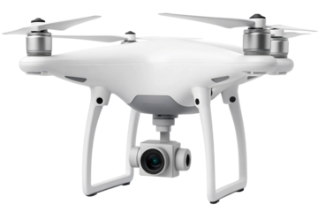 A flying drone isolated on transparency background