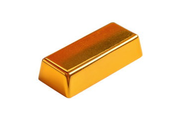 Shiny gold bar isolated on transparent background. Golden bar isolated on white background.