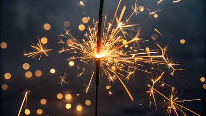 Sparkling firework display on a dark background