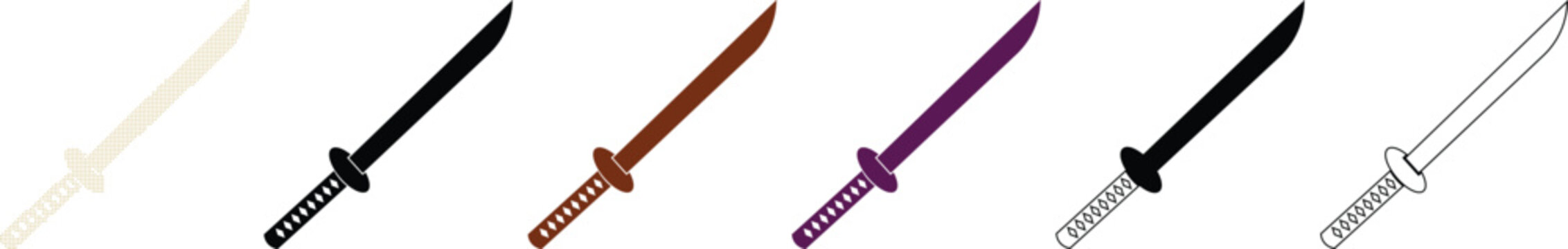 Collection of Colorful Swords Isolated on Transparent Background