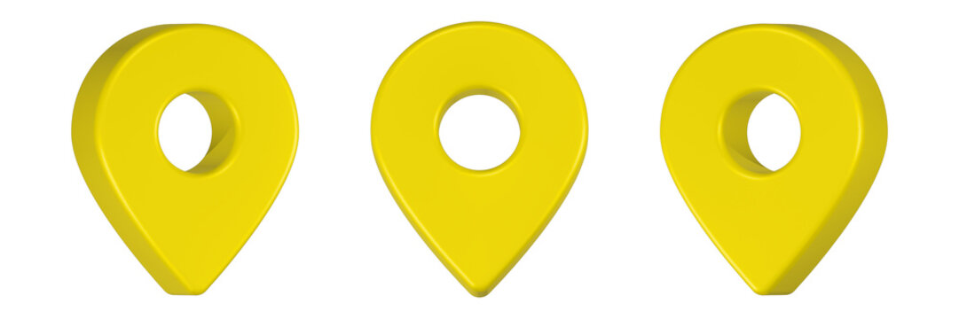 point location icon 3d render yellow color