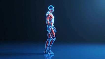 Human muscular and skeletal system walking - Powered by Adobe