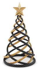 Golden and black christmas tree with star on top