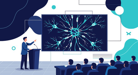 Educational seminar featuring a neuroscience presentation on cellular neural networks