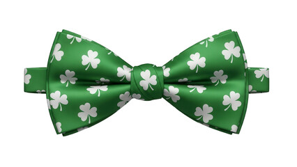 Green bow tie with white shamrocks isolated on transparent background for st patricks day or irish themed events and celebrations