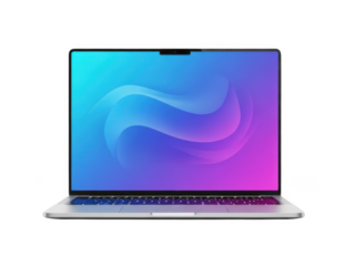 Modern laptop with abstract screen isolated on transparent background isolated on transparent background