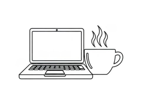 Laptop and coffee cup icon isolated on transparent background isolated on transparent background - Powered by Adobe