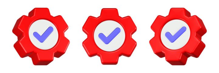 checklist icon 3d render red gear