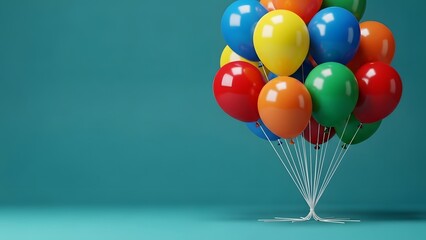 Vibrant balloons on teal background