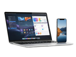 Laptop and smartphone on transparent background isolated on transparent background