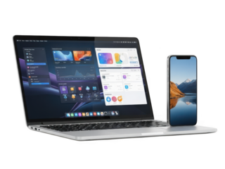 Laptop and smartphone on transparent background isolated on transparent background