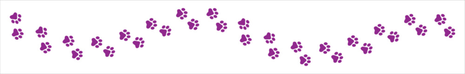 Paw Prints. Cute pets and Dogs pets paw print isolated on white background. Animal paw prints.