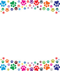 Paw Prints Background. Cute pets and Dogs pets paw print isolated on white background.