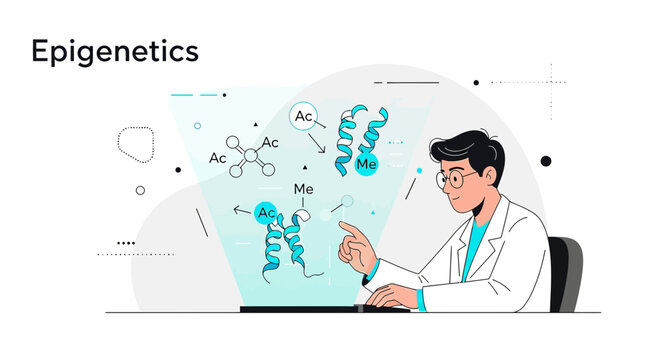 Epigenetic research and the future of personalized medicine in a scientific illustration