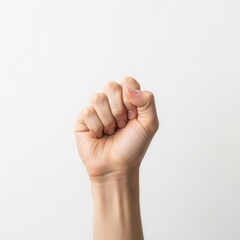 Clenched Human Fist Raised Upward Isolated on White Background for Power or Protest Concept