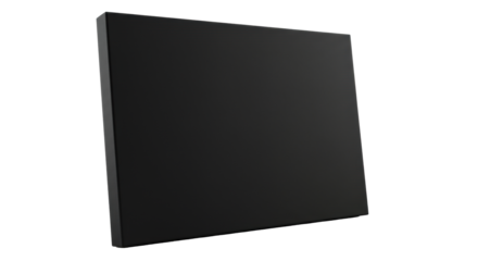 Pristine, perfectly rectangular, empty black canvas with a smooth, matte finish, centrally positioned against a seamless transparent background with expansive copy space, concept of boundless creative