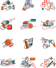 Business icon set with abstract vector design