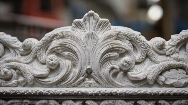 Closeup of a 3Dprinted mantelpiece prototype showcasing intricate detailing and texture for custom architectural millwork designs