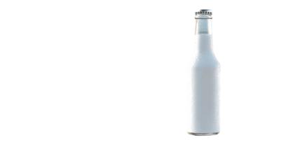 Mockup of glass bottle drink beverage refreshment cold liquid packaging studio product display isolated on white background