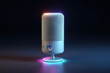 advanced gadget with digital voice recognition and glowing microphone