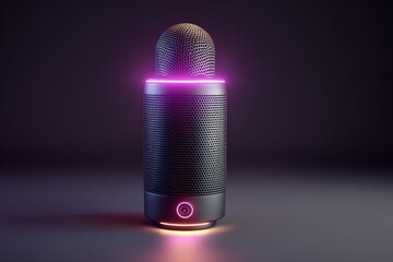 advanced gadget with digital voice recognition and glowing microphone