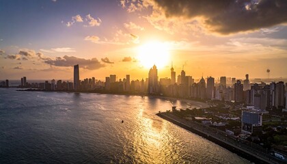 Fototapeta premium sunset over the river