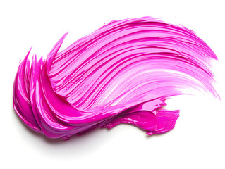Bold pink paint brush stroke isolated on a white background