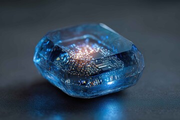 futuristic data storage device shaped like a glowing crystal