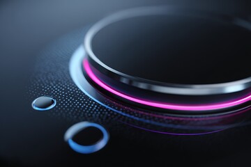 futuristic device with circular glowing interface and touch-sensitive surface