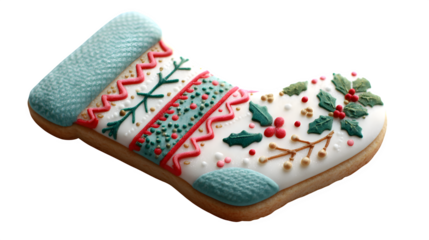 A pair of warm red and pink wool Christmas socks for a baby isolated on a white background as winter textile footwear for children