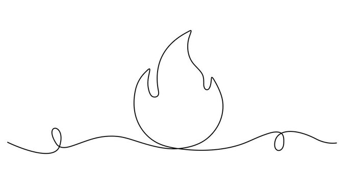 Animated self drawing of  Continuous One Single Line Drawing of Fire, Minimalist Flame Art, Single continuous one line drawing Trending Flame Symbols


