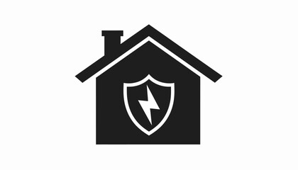 Home electrical safety icon with shield and lightning bolt symbol.
