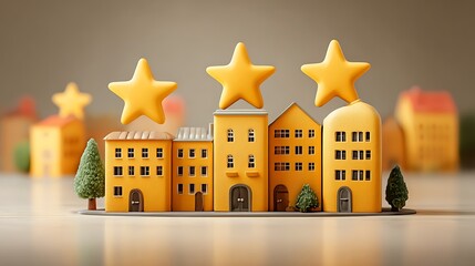 Miniature village with star decorations