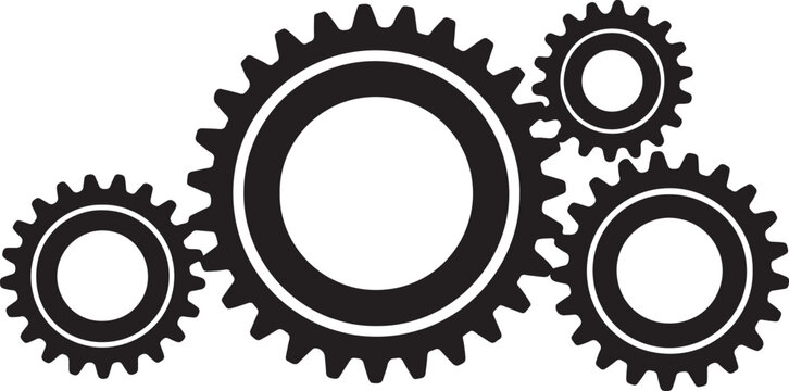 Interlocking gears in a mechanical arrangement symbolizing teamwork collaboration industry and engineering processes also transparent background