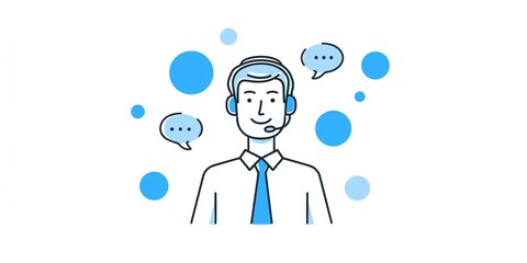 Call center worker provides customer support during a busy workday while using a headset and engaging in conversations