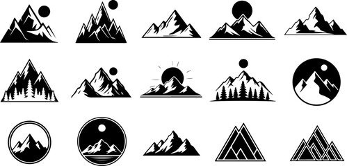 Mountain Peak Silhouette Collection Set