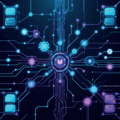 Futuristic Digital Network Technology Abstract Background