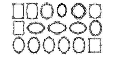 Ornate vintage picture frames collection with various decorative shapes and styles © vector Designer