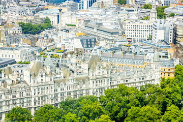 Whitehall Court and the Old War Office viewed from above in London, UK