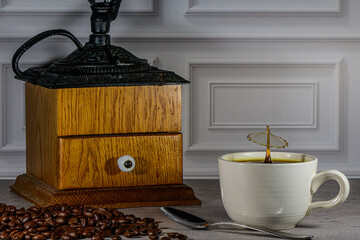 Coffee Drop Splash in a Coffee Cup