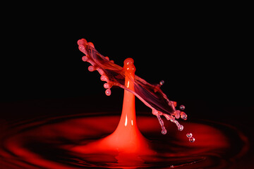 Water Drop Splash in Milk Close-up View