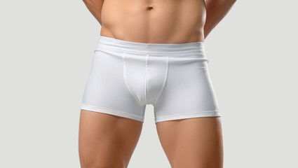 Man wearing white briefs underwear, ai generated