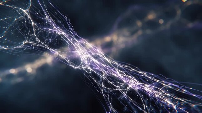 Photoreal educational visualization of light and matter interacting in microscopic space, with delicate luminous filaments intertwining under cinematic HDR lighting, revealing fundamental physical pro