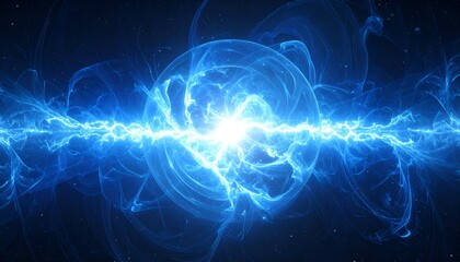 A brilliant blue electrical discharge with a central flash, surrounded by energy