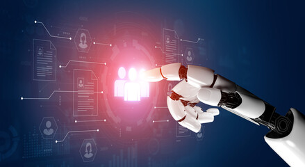 An AI assistant powers a human resources management system for talent acquisition. The platform uses an applicant tracking system to analyze profiles for optimal team building. Fermion