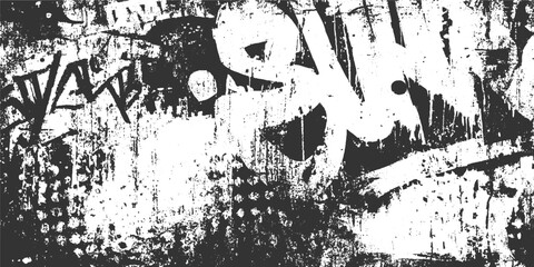 Black and white abstract graffiti texture with distressed grunge effect background