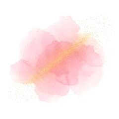 Obraz premium Soft pink watercolor splash with golden glitter