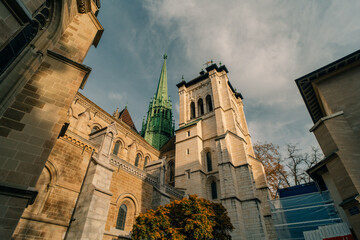 Saint Pierre or St. Peter Cathedral Reformed Protestant Church of Geneva in Switzerland - 2 dec 2025