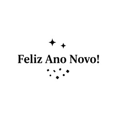 Fototapeta premium Happy New Year in Portuguese with sparkles and confetti